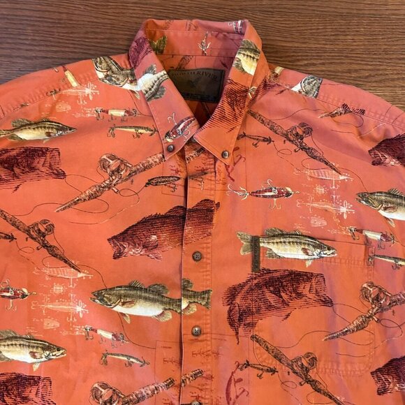 North River Catch of the Day Orange Fish Button Down Size XXL Catfish Lures GORP - Picture 4 of 11